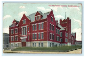 New High School Zanesville Ohio 1912 Elliston Montana Vintage Antique Postcard