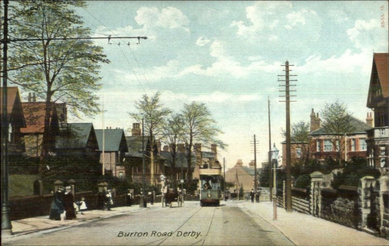 Burton Road Derby - Street Car c1910 Postcard