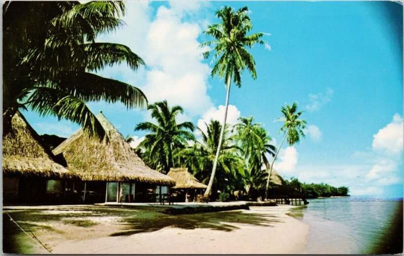 Hotel Bali Hai Moorea Tahiti sent from Pago Pago Samoa c1971 Postcard H20