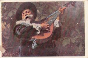 Mandolin serenade by Benczur early art postcard