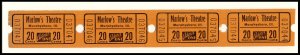 Four .20 Cents Marlow's Movie Theatre Tickets, Murphysboro, Illinois/IL,...