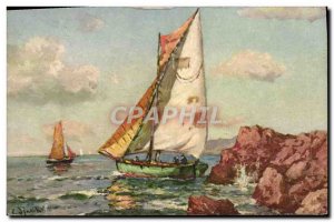 Old Postcard Boats of Mediterranean Yacht