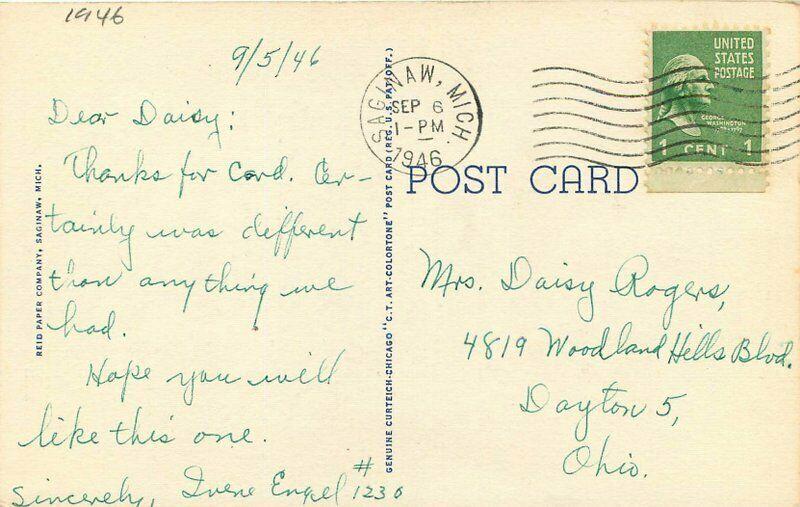 Large letters multi View Signal Michigan 1946 Postcard Reid Teich linen 3332