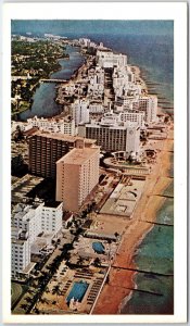 VINTAGE POSTCARD AERIAL VIEW OF HOTEL ROW MIAMI BEACH FLORIDA LATE 1960s