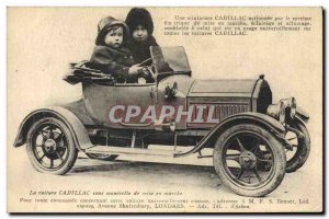 Old Postcard Children Cadillac car without switching on TOP crank