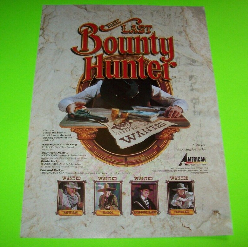 Last Bounty Hunter Arcade Game FLYER Original Video Game Western Cowboy Art 1994 