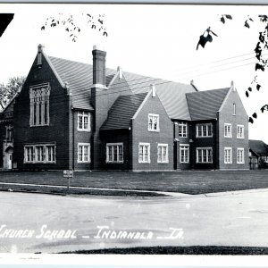 c1950s Indianola, IA RPPC The Church School Building Sharp Real Photo PC A108