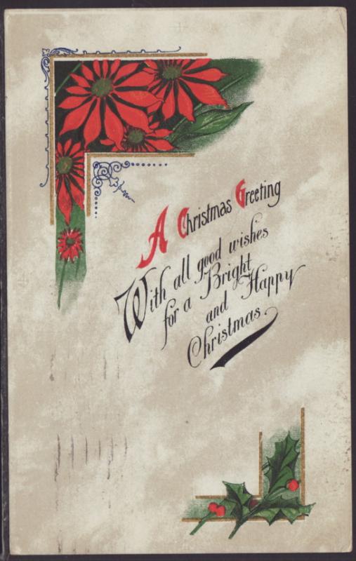 A Christmas Greeting,Holly,Poinsettia