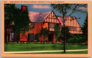 Residence Of Eddie Cantor Beverly Hills California CA Lawn Landscapes Postcard
