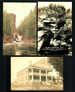 #134 RPPC 3pcs Vt. Colored Great Falls No.Troy, Home of the Aged, Smugglers Face