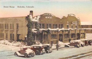 Holyoke Colorado Hotel Burge in Winter Vintage Postcard AA79843