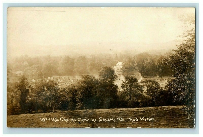 1912 RPPC 10th U.S. Cavalry Camp Salem, NY Postcard P91 