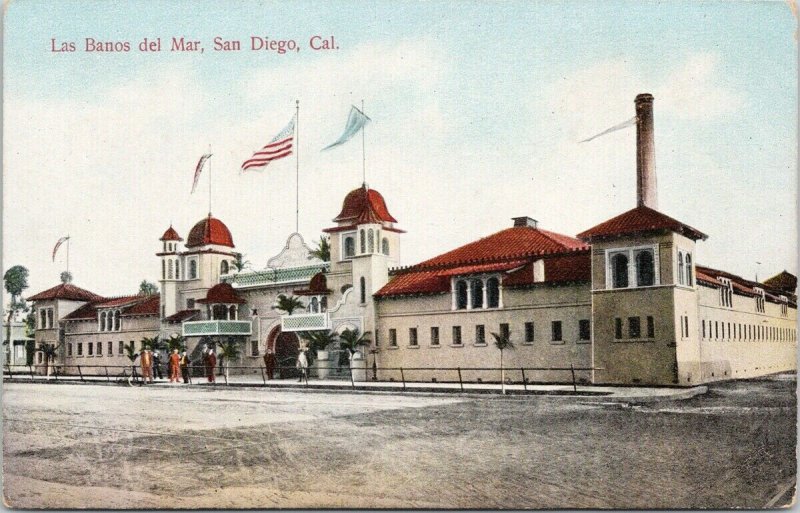 Las Banos del Mar San Diego CA Calif Unused Postcard F34