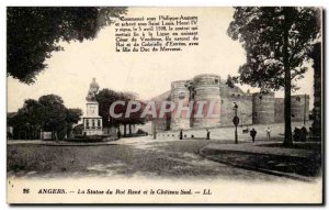 Angers Old Postcard Statue of King Rene and South castle