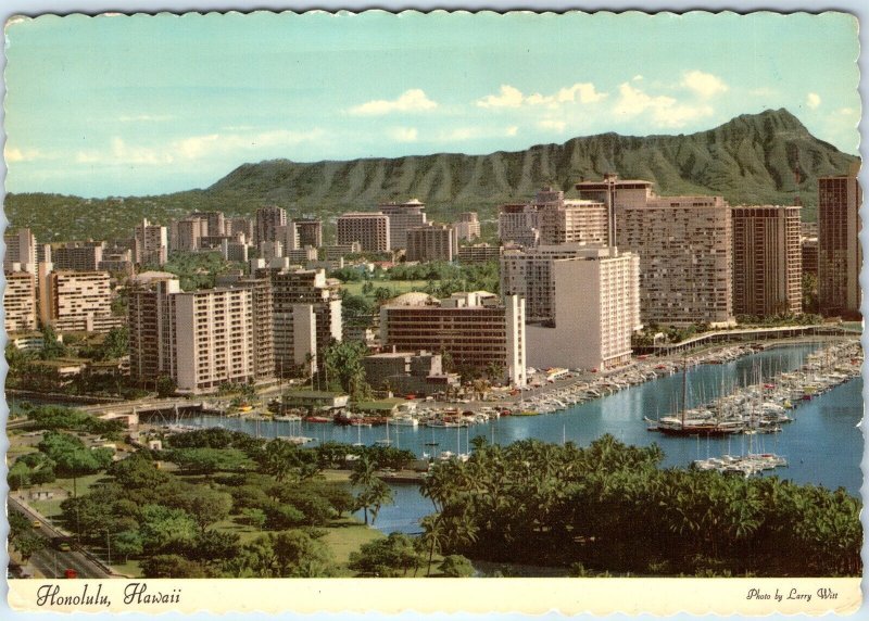 c1960s Honolulu, HI Aerial Downtown Harbor w/ RARE Nuclear Propulsion Cancel M15