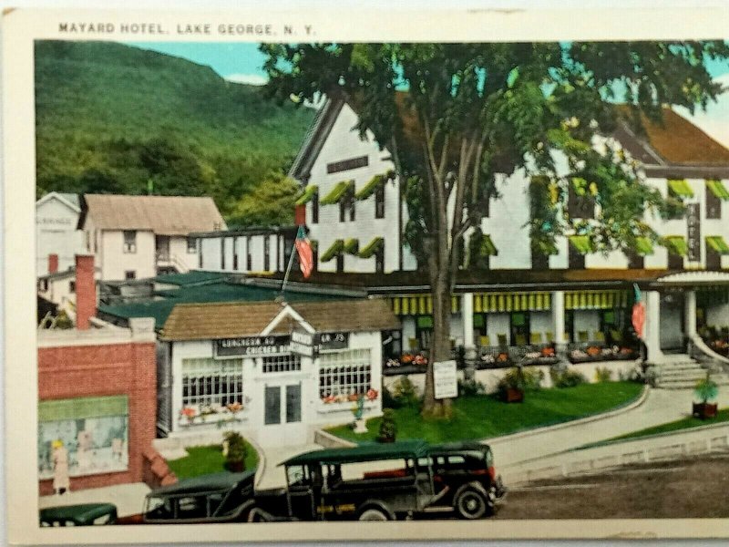 Vintage Postcard 1930's Mayard Hotel Lake George NY New York Restaurant