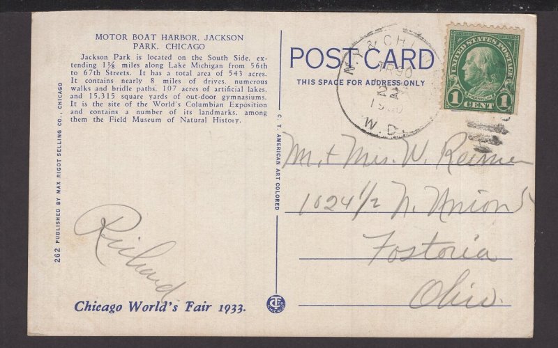 Illinois Chicago, Motor Boat Harbor, Jackson Park pm1940 ~ WB