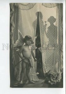 438611 NUDE Plump Kid CUPID Costume & Lovers Vintage PHOTO postcard