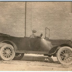 c1917 Unknown Touring Car RPPC Man Brass Era Auto Chevy Chevrolet REO Willys A55