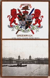 UK Greenwich Royal Naval College River Front Londen Vintage Postcard C092