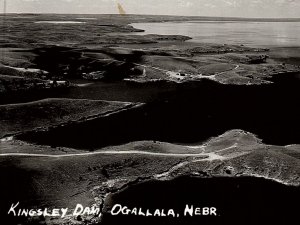 1940s OGALLALA NEBRASKA KINGSLEY DAM LAKE McCONAUGHY REAL PHOTO POSTCARD 25-168