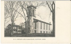 M.C. Church and Parsonage Clinton Connecticut Undivided Back Postcard UDBPC