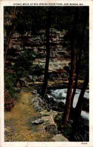 Scenic Walk at Big Springs State Park, Van Buren MO, c1934 Vintage Postcard F10