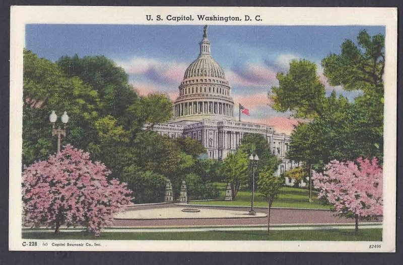 1954 U.S. CAPITOL BLDG WASH DC, PREXI 1c COIL LINE PAIR