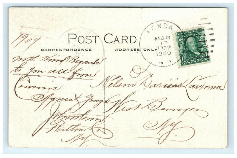 1909 Hotel Roy Fonda New York Destroyed by Fire Hand Colored Postcard