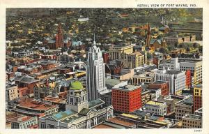 Fort Wayne Indiana 1930-40s Postcard Aerial View of Ft Wayne