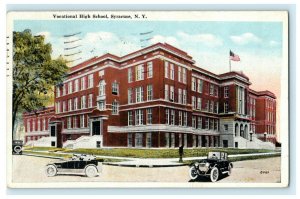 Vocational High School Syracuse Cars New York 1922 Postcard Vintage Antique 