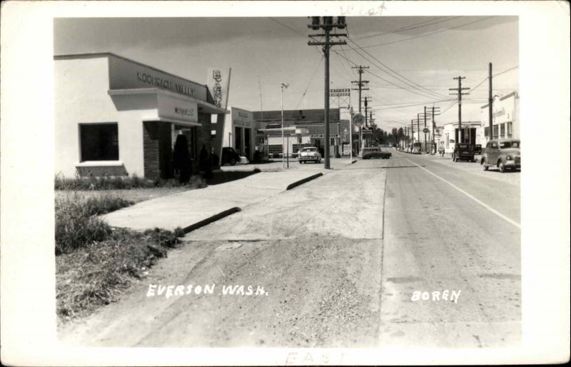 Everson WA Street Sceen Real Photo Postcard