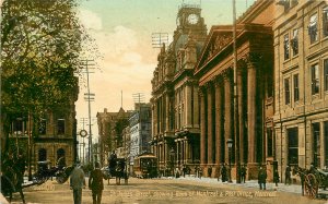 Vintage Postcard St. James Street Bank of Montreal & Post Office Trolley Canada