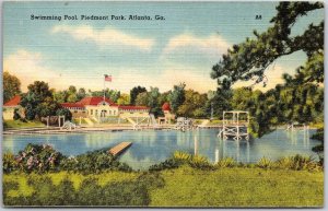 Swimming Pool Piedmont Park Atlanta Georgia GA Pier Building Grounds Postcard