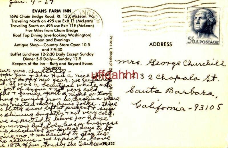 EVANS FARM INN, McLEAN, VA. Restaurant & Antique Shop 1967 Ruth and