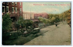 c1910's Washington Street Looking North Marion Alabama AL Antique Postcard