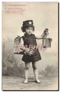 Old Postcard Child Police l & # 39amour policeman Angel