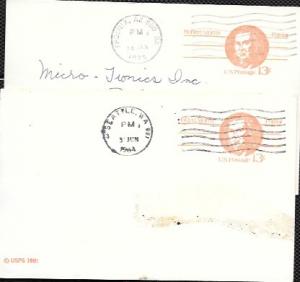 US  Pre-stamped cancelled Postcards UX 93 Robert Morris