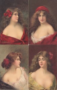 Artist Signed Art Nouveau Glamour Beauty Women Portraits Illustrator Angelo Asti