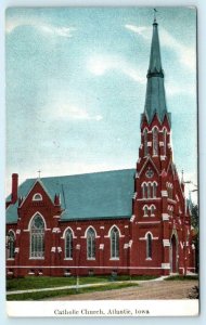 ATLANTIC, Iowa IA ~ CATHOLIC CHURCH 1909  Cass County Postcard