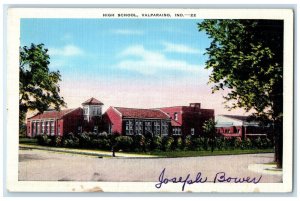 c1940 High School Exterior Building Valparaiso Indiana Vintage Antique Postcard