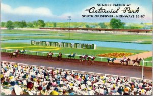 Postcard CO Littleton - Summer Racing at Centennial Park - Shini Color
