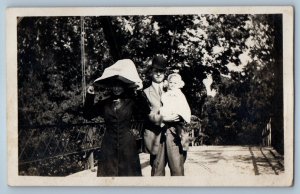1910 Family Cute Baby Woman Hiding Sunlight Carthage MO RPPC Photo Postcard