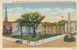 Court House & Municipal Building Portsmouth VA Virginia Confederate Monument