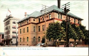 Tucks 5171 Greensboro NC Court House Post Office Undivided Back Vtg Postcard J68