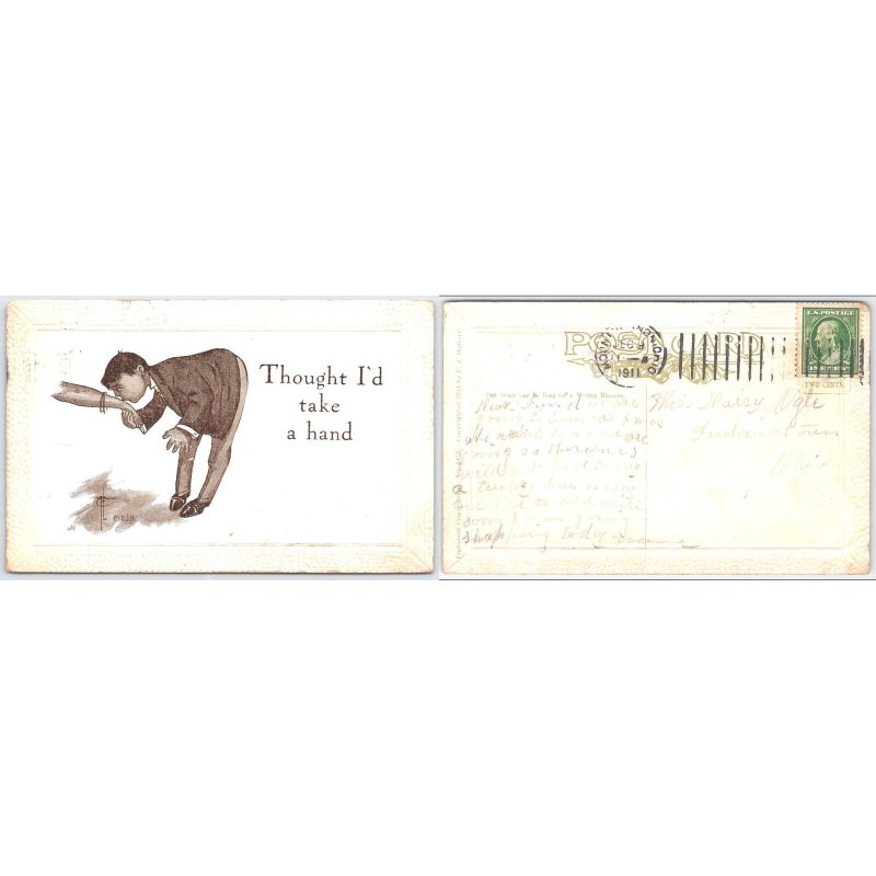Postcard Thought I'd Take a Hand 1911 Humor E. J. Heydt