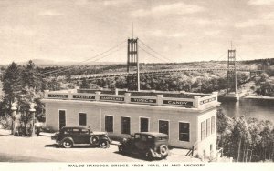 Vintage Postcard Waldo-Hancock Bridge From Sail In And Anchor Geo French Pub.