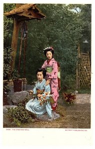 Japanese Geisha Women Next to Wishing Well Postcard Detroit Postcard Co