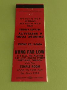 Vintage Matchbook Cover Hung Far Low Portland, Oregon MB186