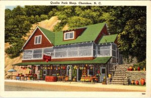 Cherokee, NC North Carolina QUALLA PARK SHOP~Indian Crafts  ROADSIDE  Postcard